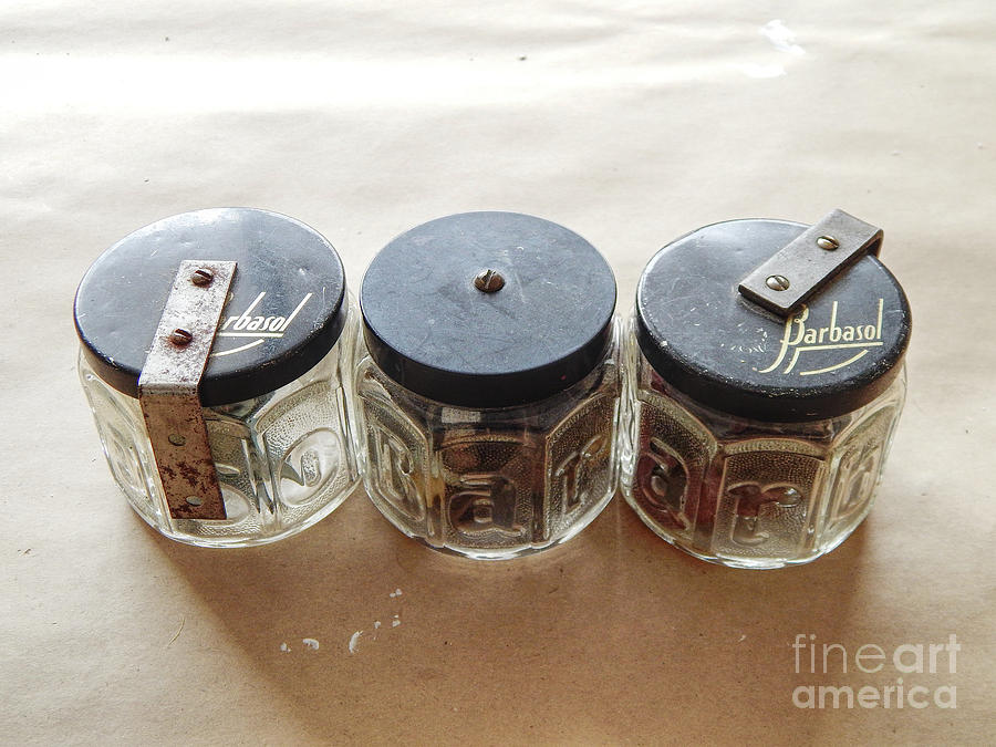 Vintage Shaving Cream Jars Digital Art by Phil Perkins