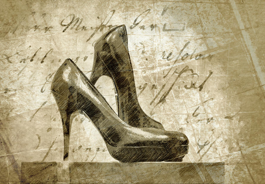 Illustration Mixed Media - Vintage Shoes by Georgiana Romanovna