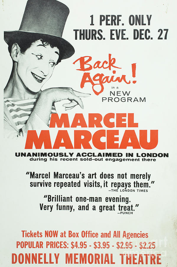 Vintage Show Poster Marcel Marceau Photograph by Edward Fielding