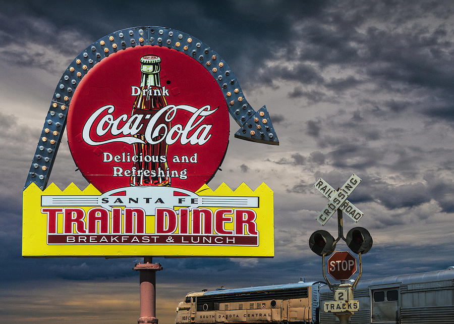 Vintage Sign for a Classic Train Diner with the South Dakota Central Railway Photograph by Randall Nyhof