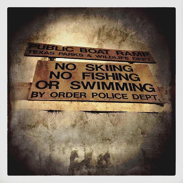 Vintage Photograph - #vintage #sign #lake #swimming by Judy Green