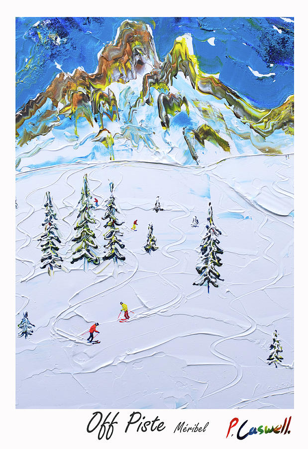 Vintage Ski Poster Meribel Painting by Pete Caswell