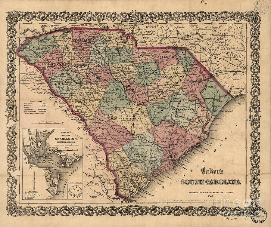 Vintage South Carolina Map Photograph