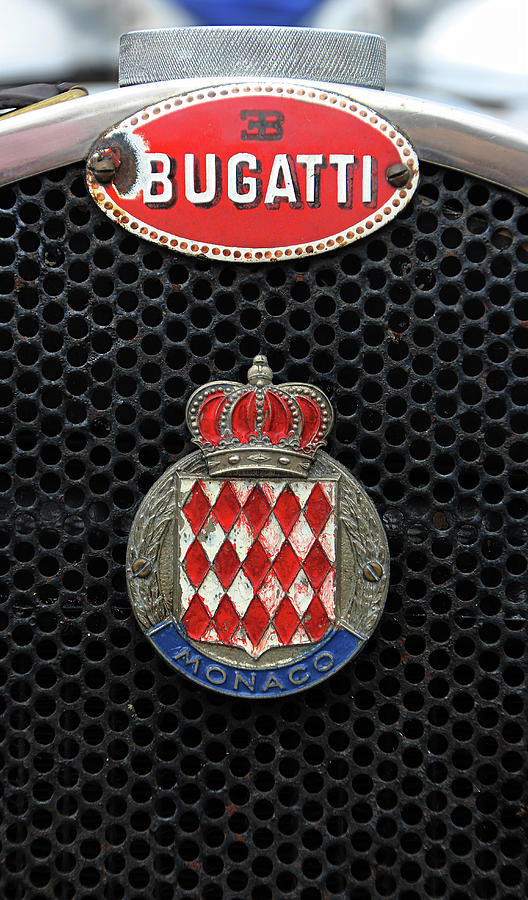 Vintage sports car radiator grill Bugatti Monaco badges  Photograph by Tom Conway