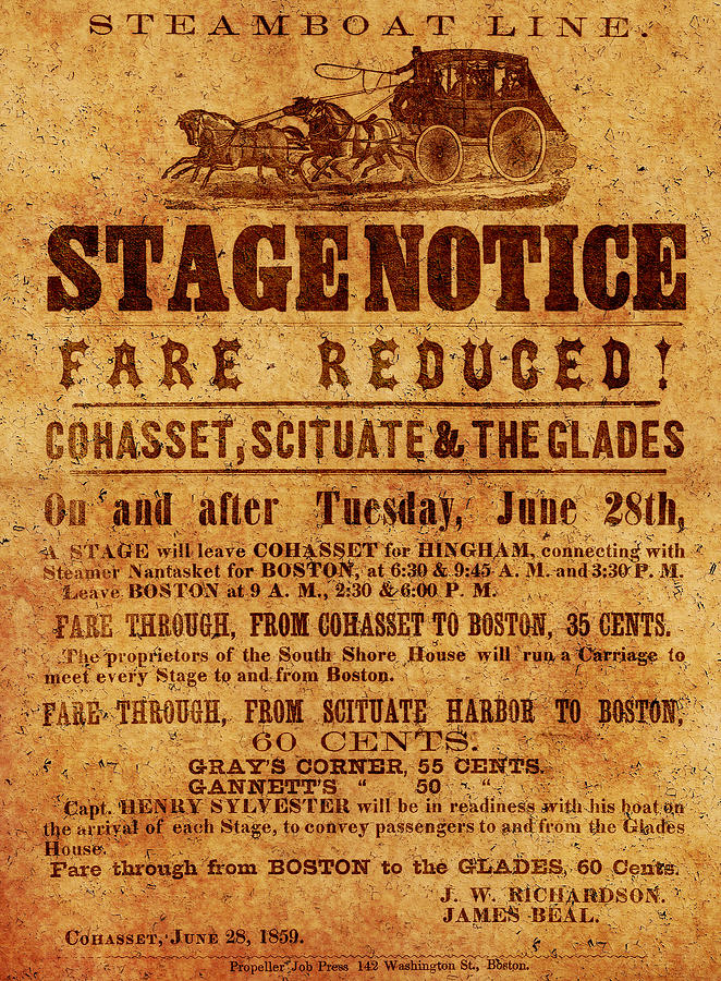 Boston Photograph - Vintage Stagecoach Poster 1859 by Andrew Fare