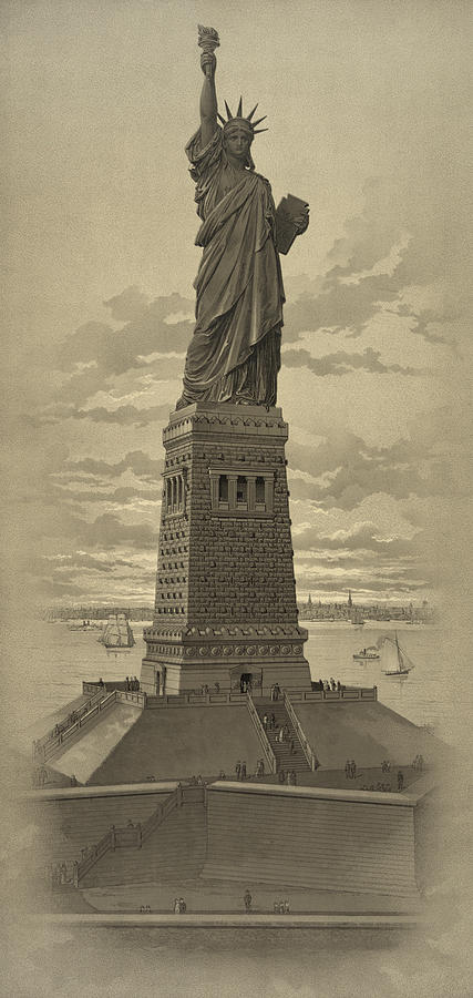 Vintage Statue of Liberty Drawing by War Is Hell Store