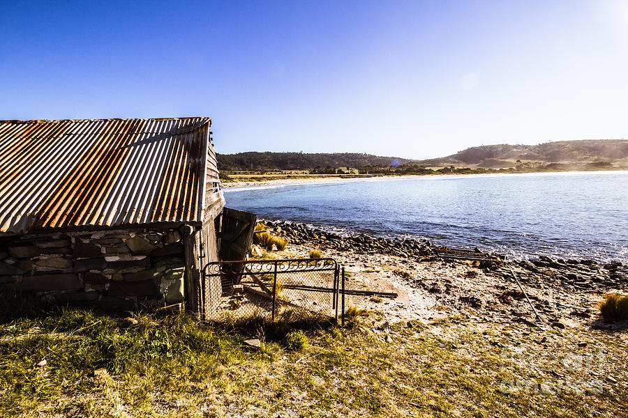 Vintage stone beach cabin  Photograph by Jorgo Photography