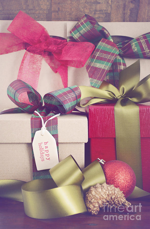 Vintage style Christmas Gifts Photograph by Milleflore Images