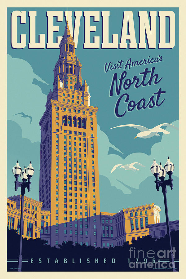 Cleveland Digital Art - Cleveland Poster - Vintage Style Travel  by Jim Zahniser