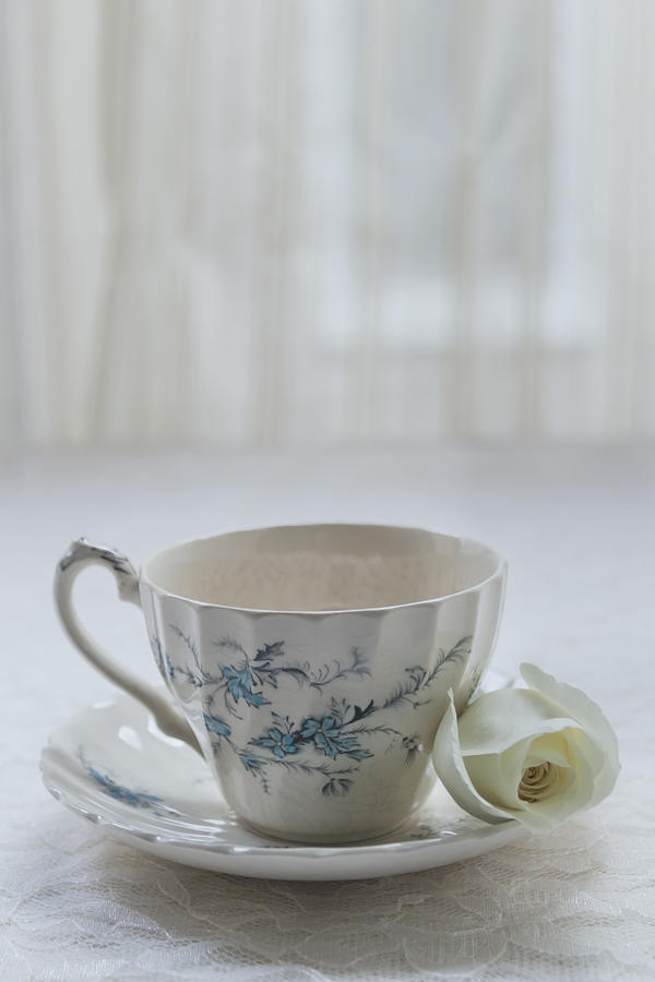 Tea Photograph - Vintage Teacup and Rose by Kim Hojnacki