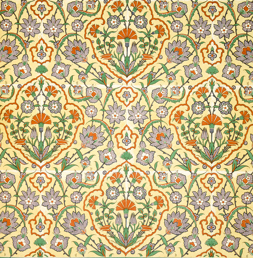 Flower Painting - Vintage Textile Pattern by Emile Prisse dAvennes
