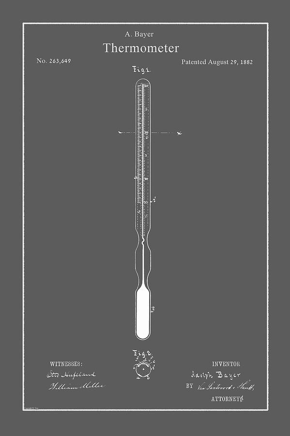 Vintage Thermometer Patent Drawing by Vintage Pix