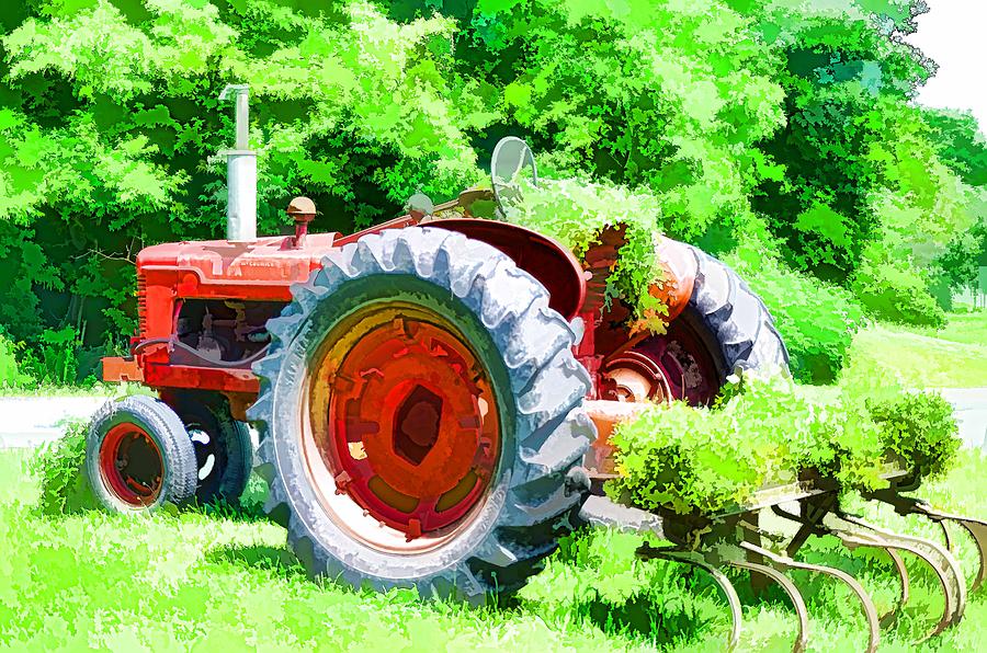 Vintage Tractor 1 Painting by Jeelan Clark