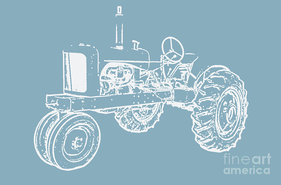 Vintage Tractor Blue and White Photograph by Edward Fielding