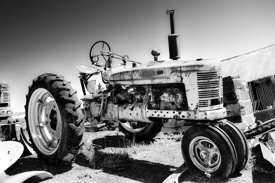 Vintage Tractor in Black and White Photograph by Bill Cannon