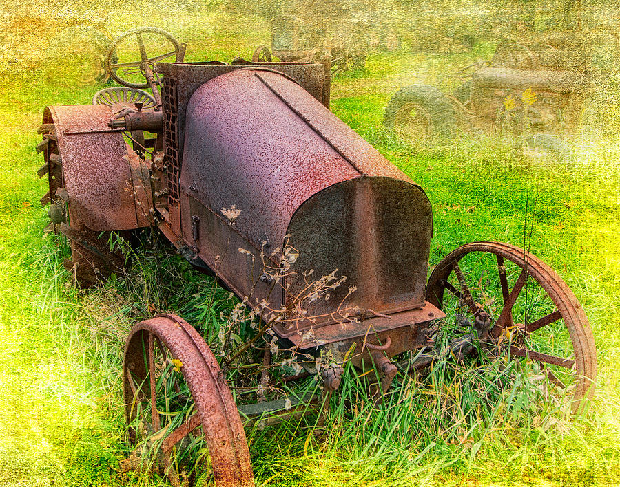 Vintage Tractor in Grassy Farm Field Photograph by Dan Carmichael