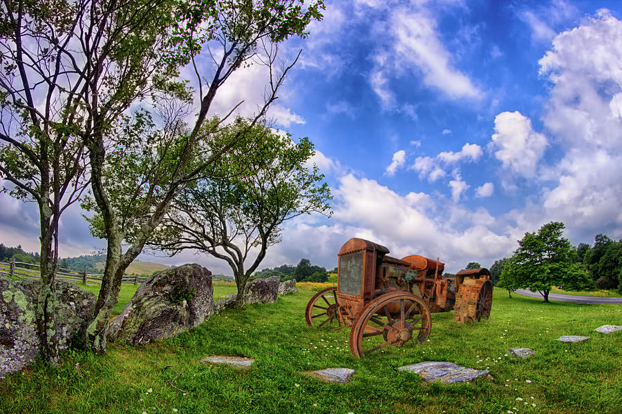 Vintage Tractor in the Blue Ridge Photograph by Dan Carmichael