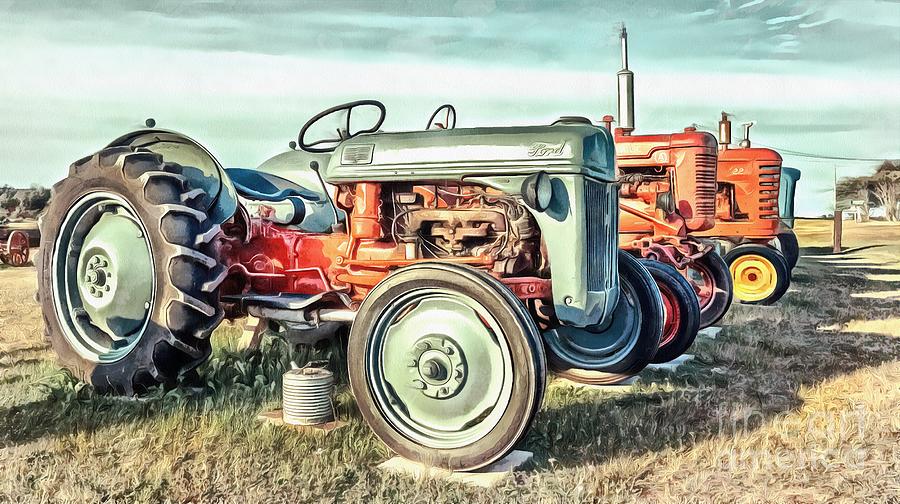 Vintage Tractors Ford  Painting by Edward Fielding