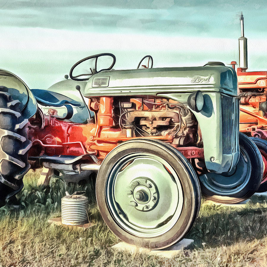 Vintage Painting - Vintage Tractors PEI Square by Edward Fielding