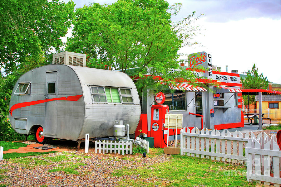 Vintage Trailer and Diner in Bisbee Arizona Photograph by Charlene Mitchell