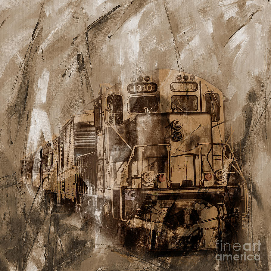 Vintage Painting - Vintage train 09 by Gull G