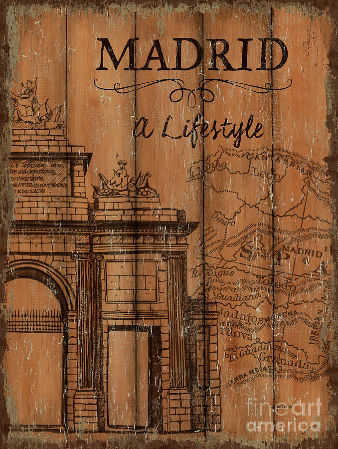 Madrid Painting - Vintage Travel Madrid by Debbie DeWitt
