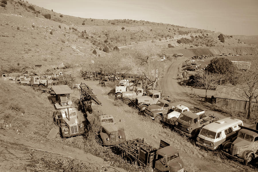 Vintage Truck yard Photograph by Darrell Foster
