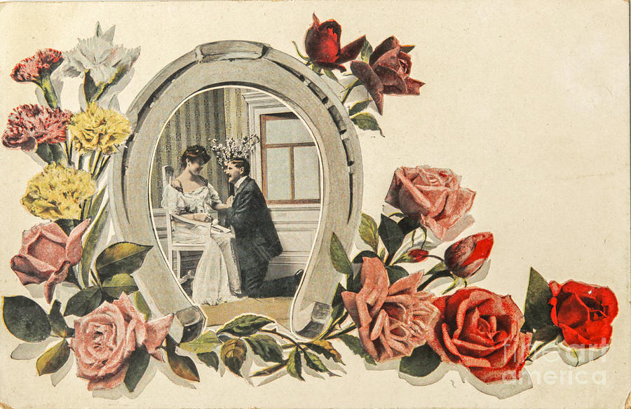 Vintage valentine postcard Photograph by Patricia Hofmeester