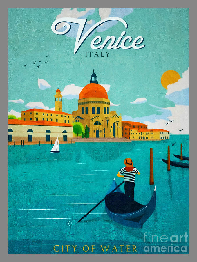 Vintage Veince - Travel Poster Painting by Ian Gledhill