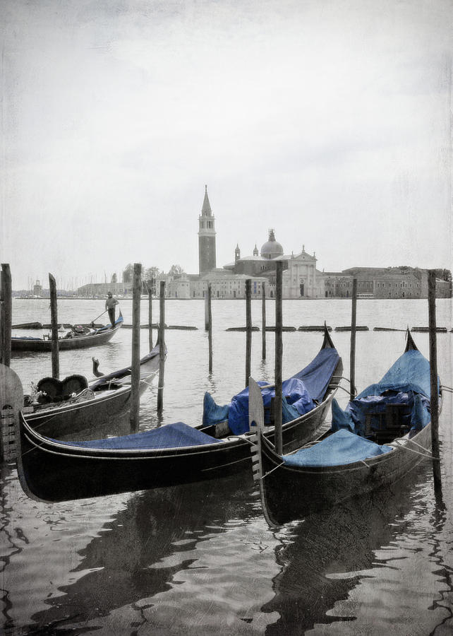 Vintage Venice in Black, White, and Blue Photograph by Brooke T Ryan