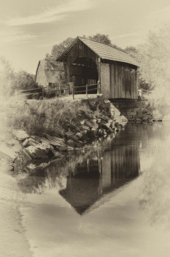 Vintage Vermont Covered Bridge Photograph