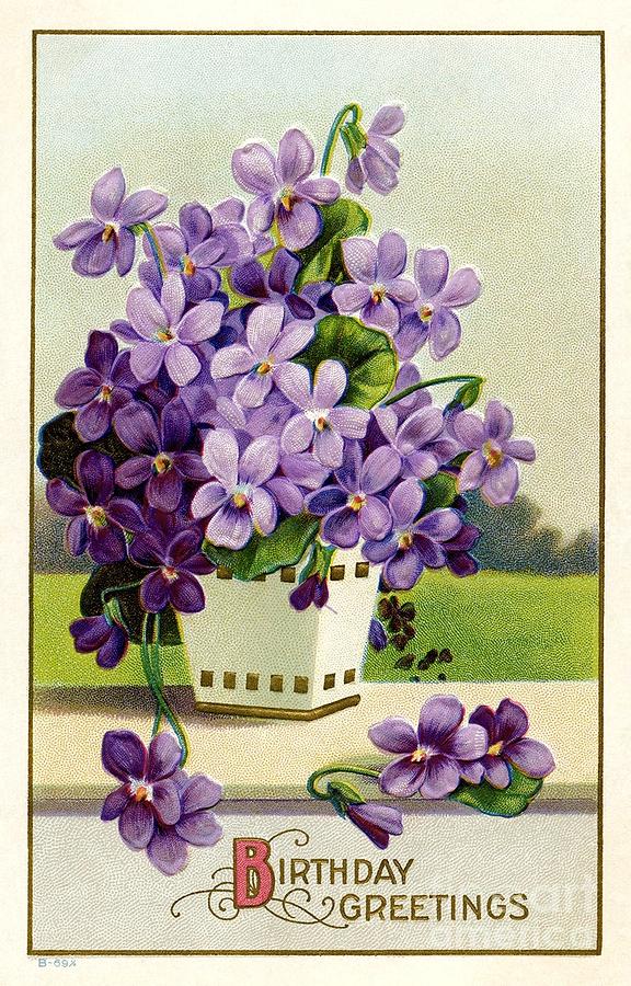 Vintage Victorian Purple Flowers  Photograph by Leah McPhail