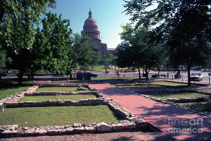 Austin Photograph - Vintage view of the foundation of the first Texas Capitol that burned down in 1836 by Dan Herron