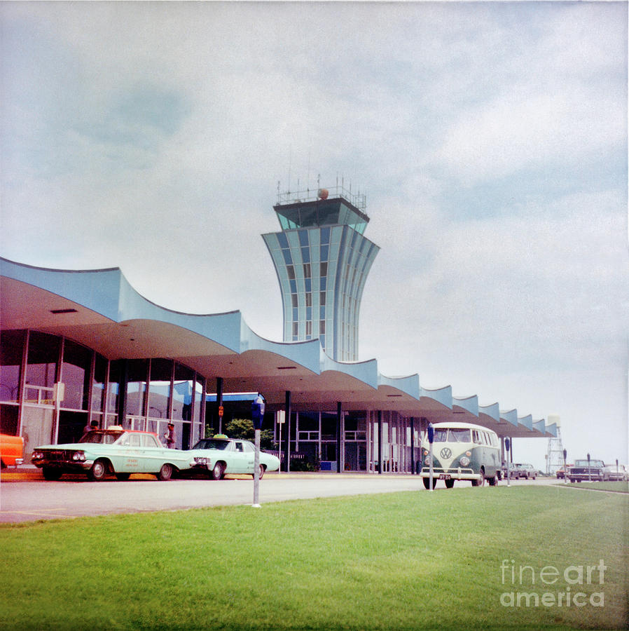 Vintage Photograph - Vintage view of the Robert Mueller Municipal Airport Control Tower by Dan Herron