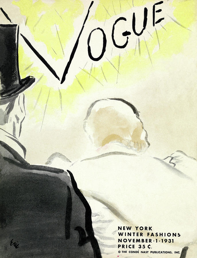 Vintage Vogue Cover Of Couple In Eveningwear Photograph by Carl Oscar August Erickson