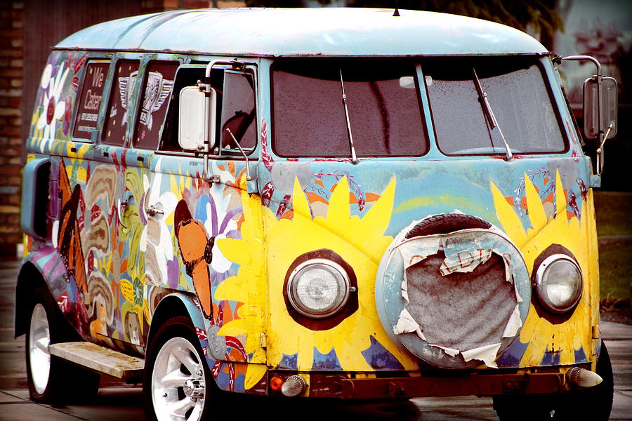 Vintage Volkswagen Van In Rain Enhanced Photography by Colleen Photograph by Colleen Cornelius