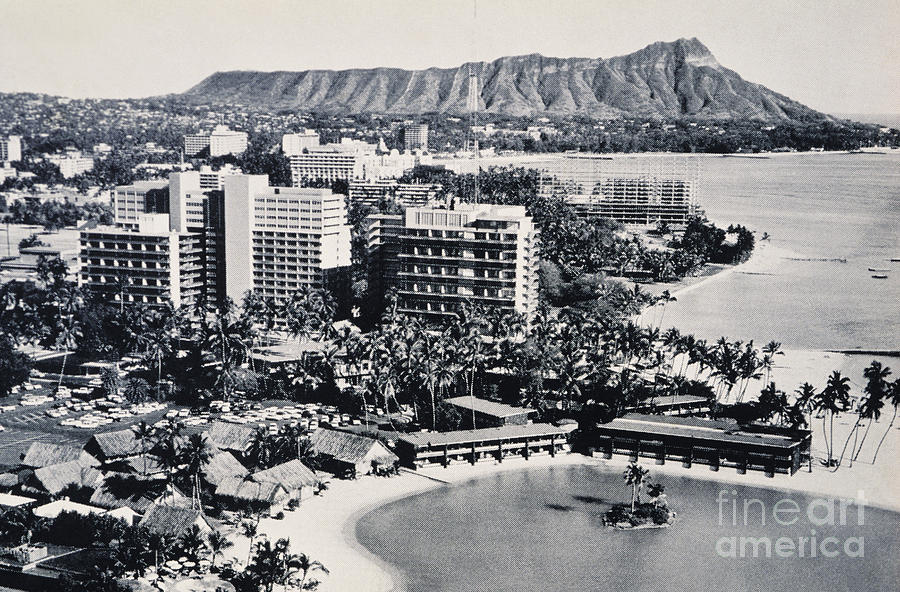 Paradise Photograph - Vintage Waikiki Scenic by Hawaiian Legacy Archive - Printscapes