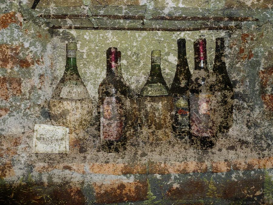 Wine Photograph - Vintage Wine Bottles - Tuscany  by Jen White