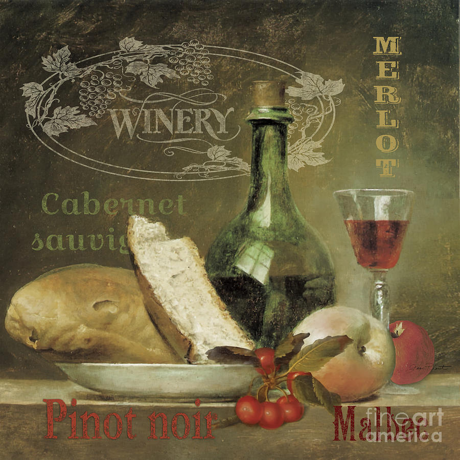 Vintage Wine-JP3188 Painting by Jean Plout