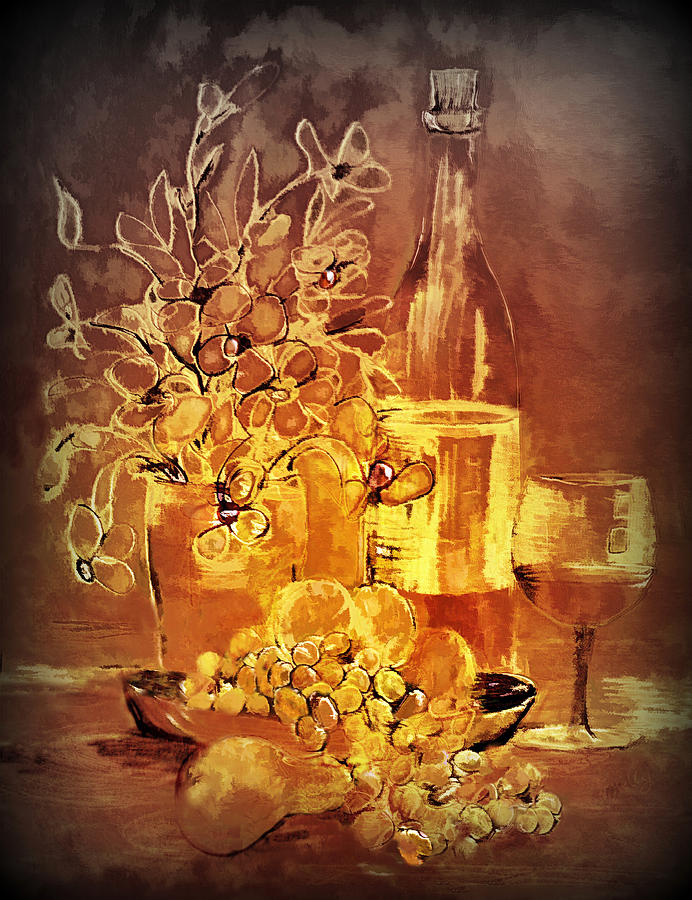 Still Life Painting - Vintage wine by Valerie Anne Kelly