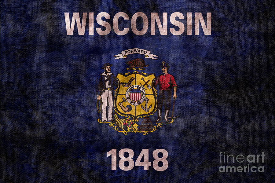 Vintage Wisconsin Flag Photograph by Jon Neidert