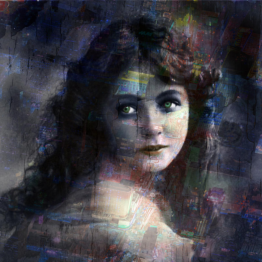 Vintage Woman Pop With Modern Highlights Blue Square Painting