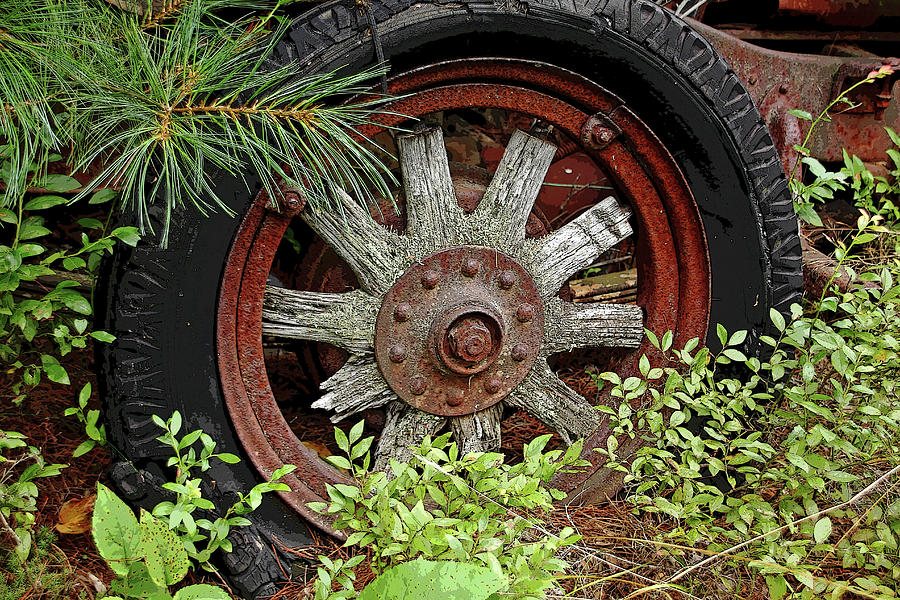 Vintage Wood Spoke Wheel Photograph by Debbie Oppermann