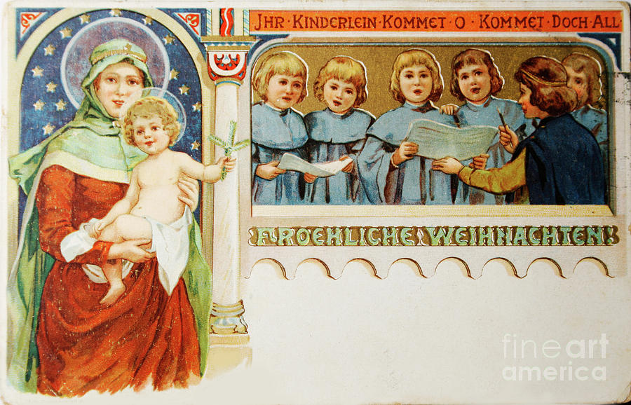 Vintage xmas card from Germany Digital Art by Patricia Hofmeester
