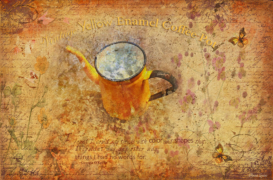 Vintage Yellow Enamel Coffee Pot Photograph by Anna Louise
