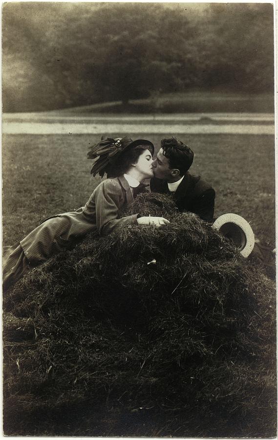 Hat Photograph - Vintage Young Man And Woman Kissing by Gillham Studios