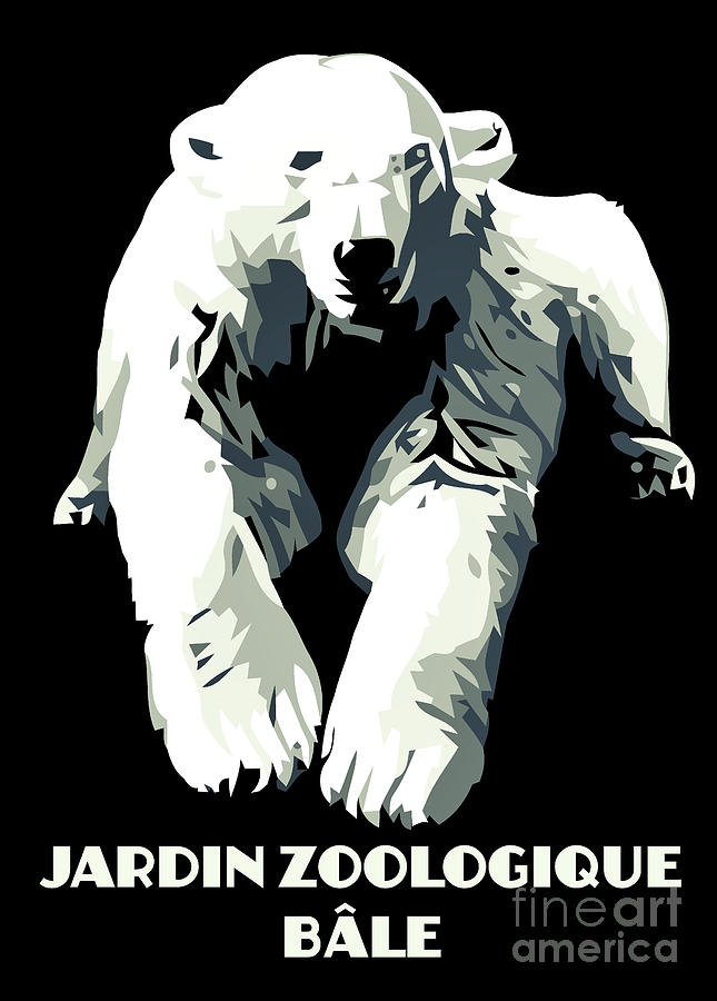 Vintage Zoo ad Basel polar bear Digital Art by Heidi De Leeuw