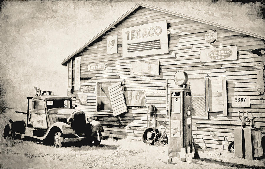 Vintaged Gas Station With Pick Up Photograph by Athena Mckinzie