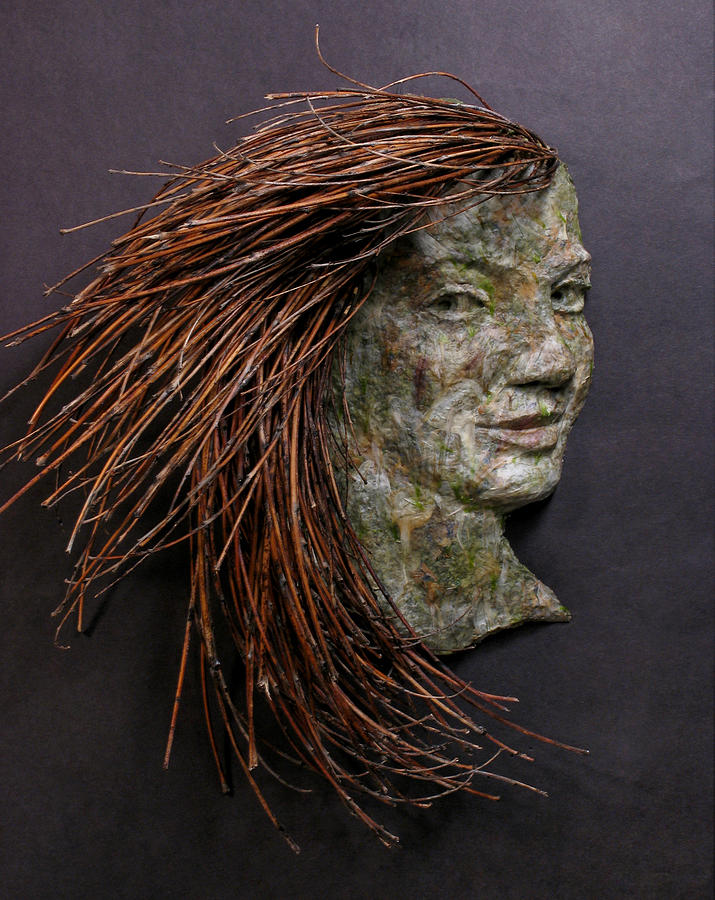 Portrait Mixed Media - Violet a relief sculpture by Adam Long by Adam Long