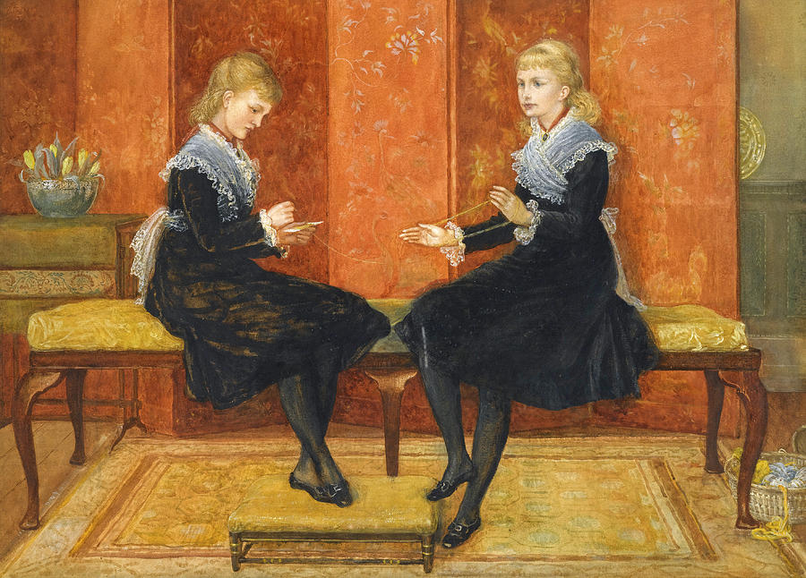 Violet and Lily the daughters of Edmund Routledge Drawing by Walter Crane